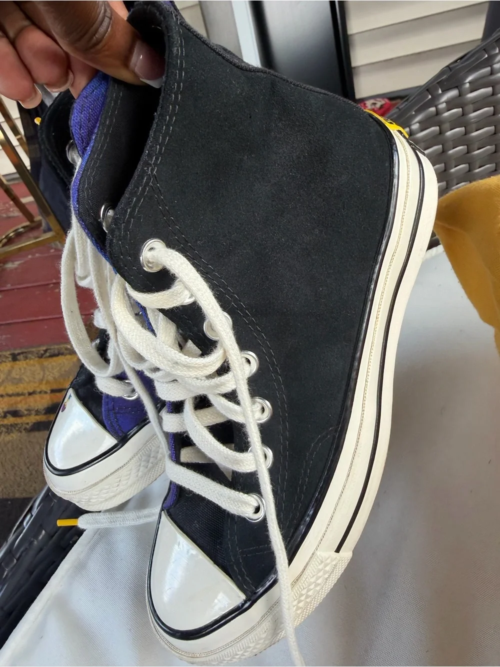 Converse Two-Tone High Top Sneakers - Black & Blue